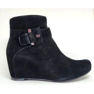 Mam Zelle Women's Black Suede Wedge Boot W/Buckle Size 38 & 40